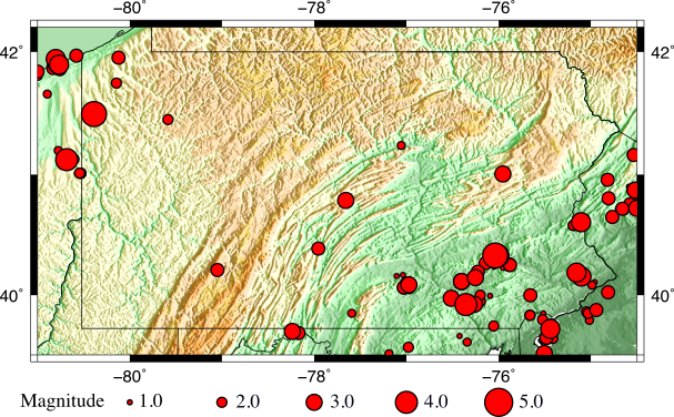 Historical seismic event map